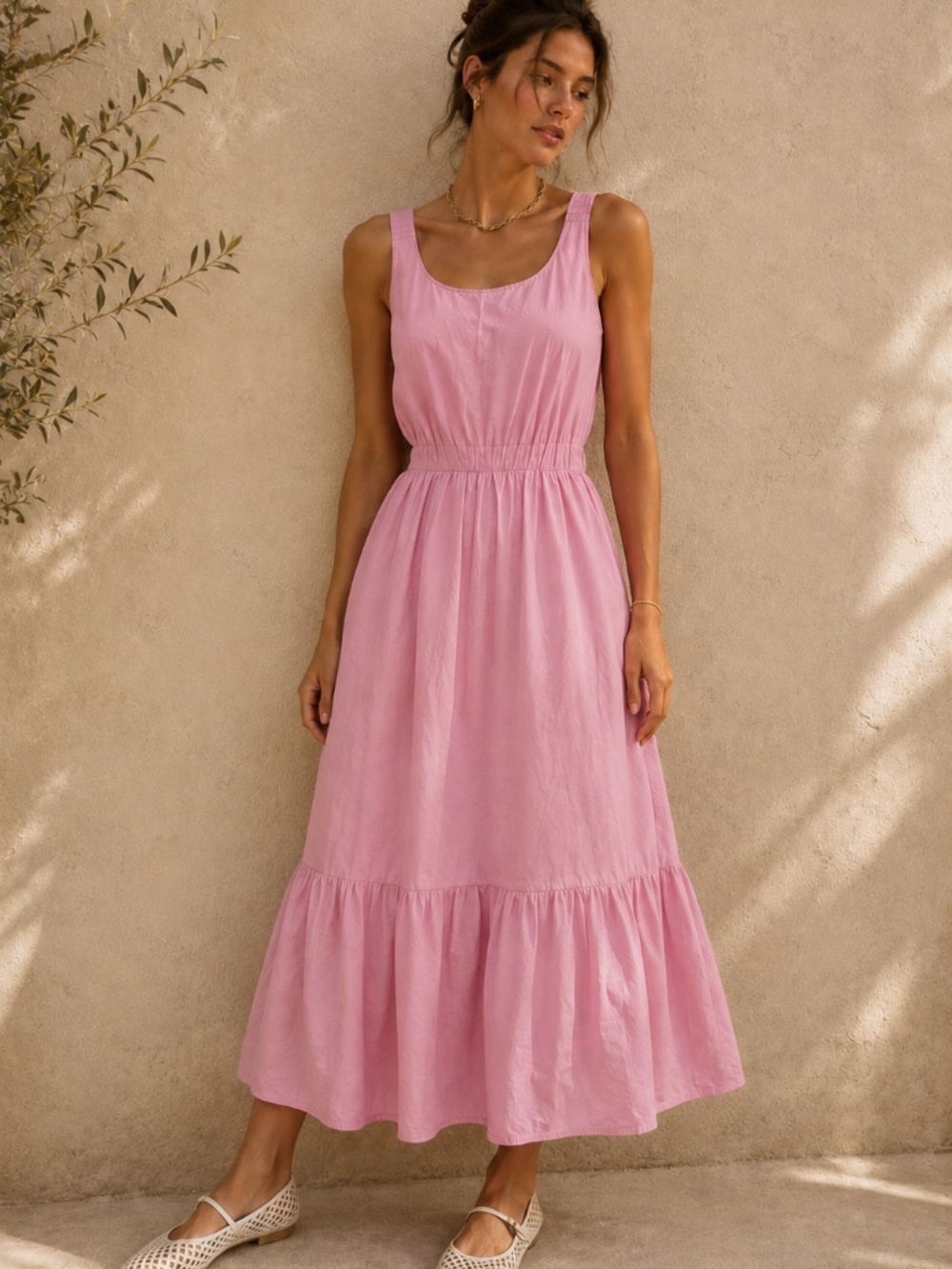 English Factory Pink Tiered Women's Maxi Dress Size L